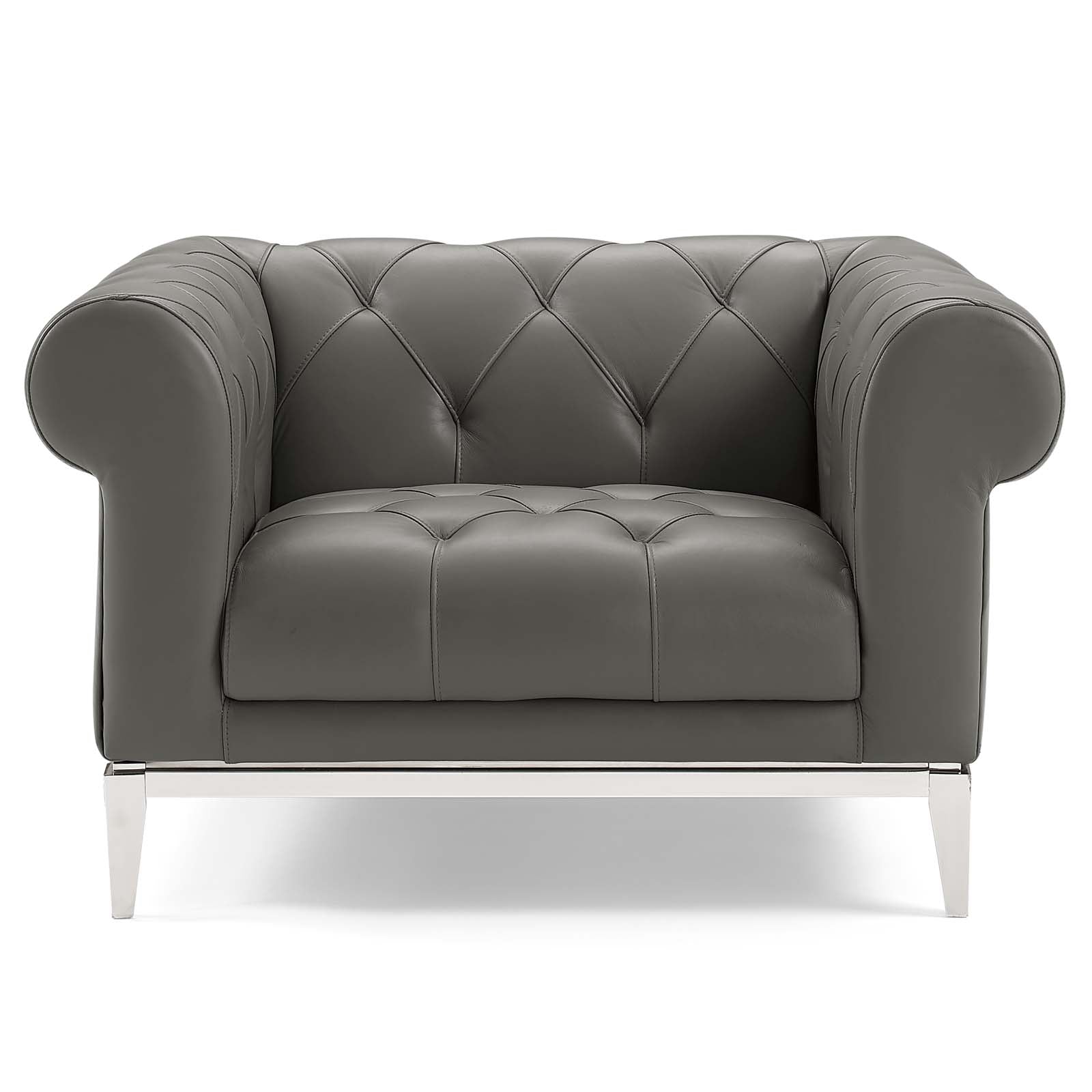 Modway Idyll Tufted Button Upholstered Leather Chesterfield Armchair ...