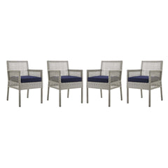 Modway Aura Dining Armchair Outdoor Patio Wicker Rattan Set of 4 - EEI-3594