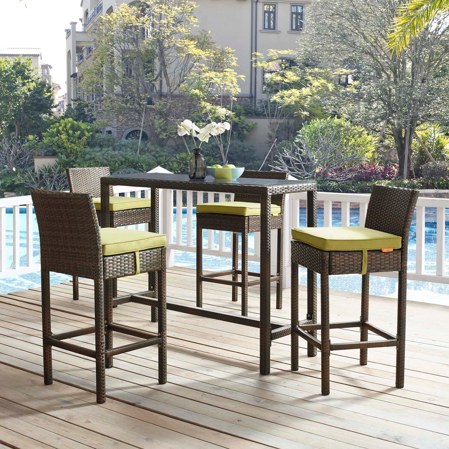 Modway Conduit Bar Stool Outdoor Patio Wicker Rattan Set of 4 - EEI-3601 | Bar Stools | Modishstore - 60