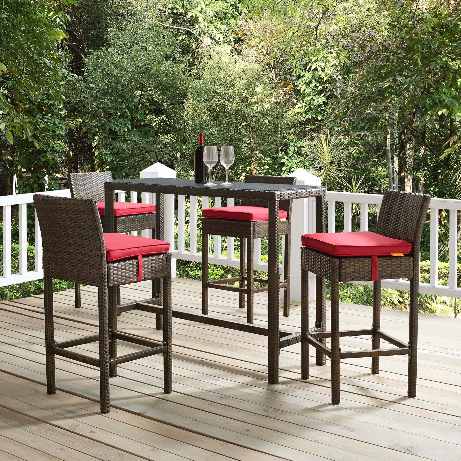 Modway Conduit Bar Stool Outdoor Patio Wicker Rattan Set of 4 - EEI-3601 | Bar Stools | Modishstore - 56