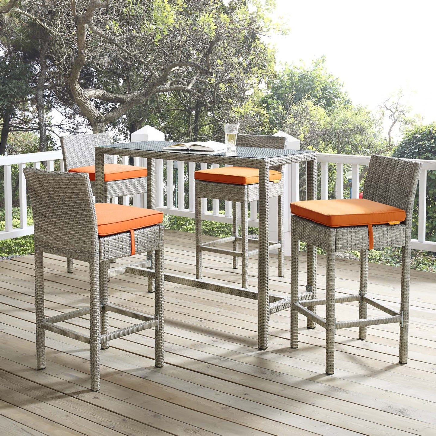 Modway Conduit Bar Stool Outdoor Patio Wicker Rattan Set of 4-EEI-3602 | Bar Stools | Modishstore-40