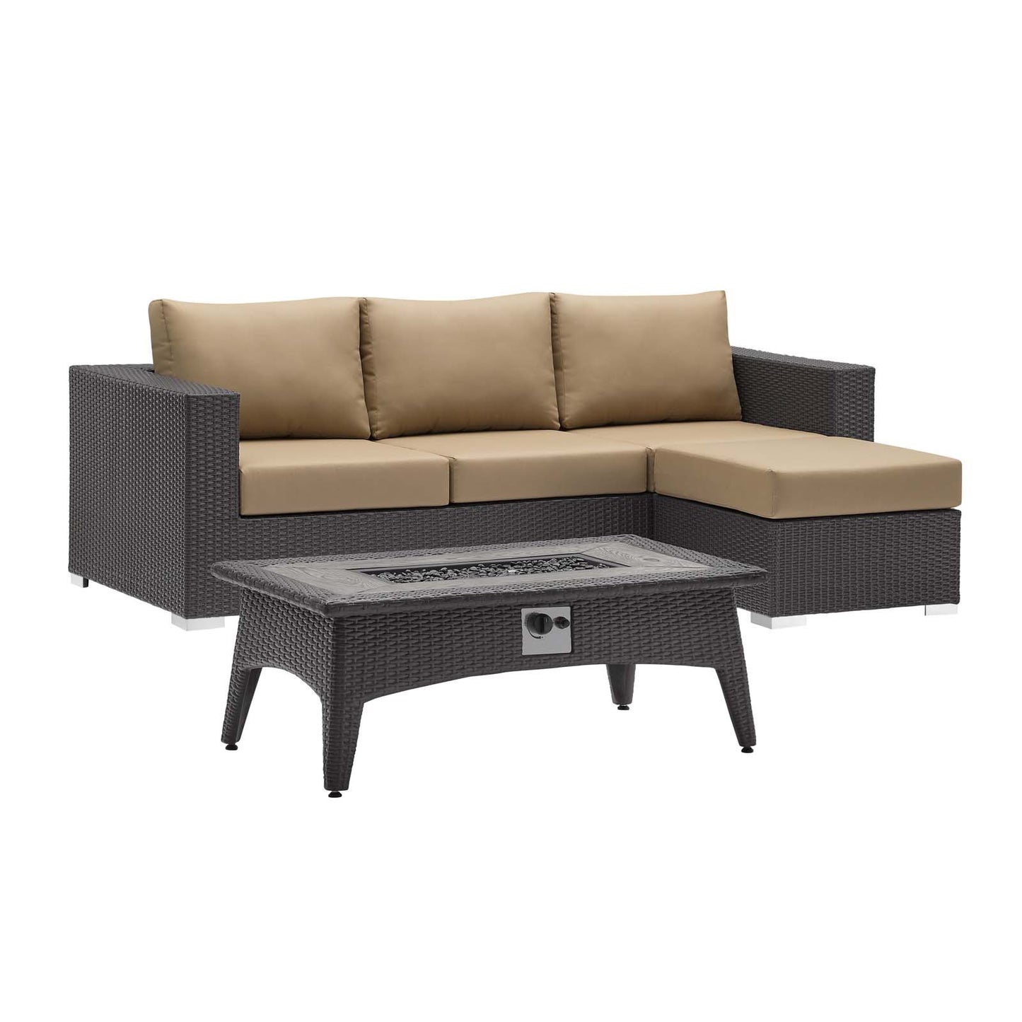 Modway Convene 3 Piece Set Outdoor Patio with Fire Pit - EEI-3724 | Outdoor Sofas, Loveseats & Sectionals | Modishstore - 8