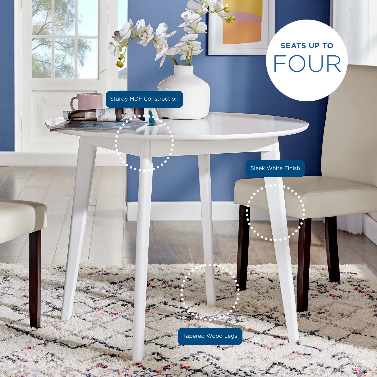 Modway Vision 35" Round White Dining Table - EEI-3750 | Dining Tables | Modishstore - 6