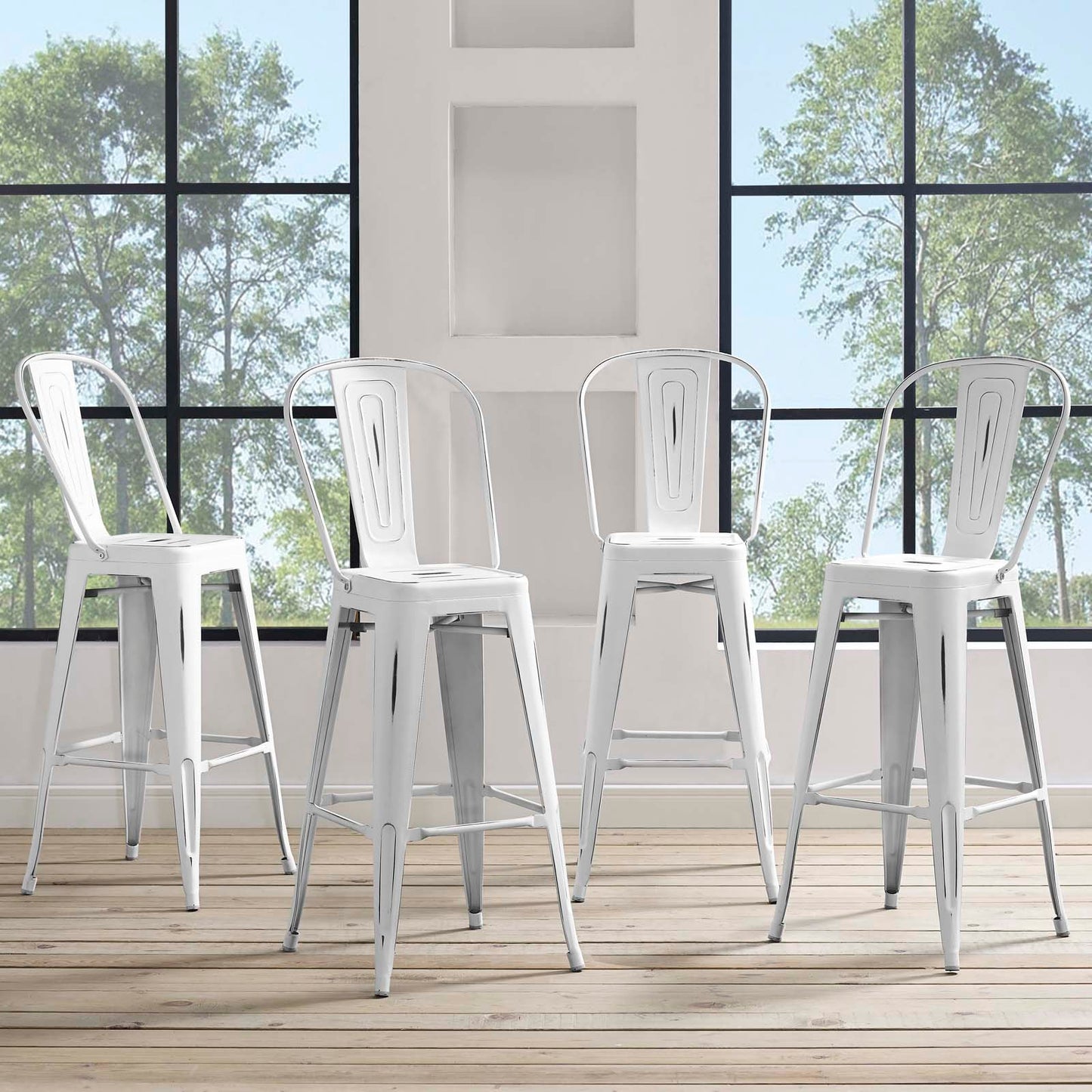 Promenade Bar Side Stool Metal Set of 4 By Modway - EEI-3898 | Bar Stools | Modishstore - 1