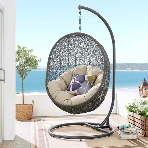 Modway Hide Outdoor Patio Sunbrella Swing Chair With Stand - EEI-3929 ...