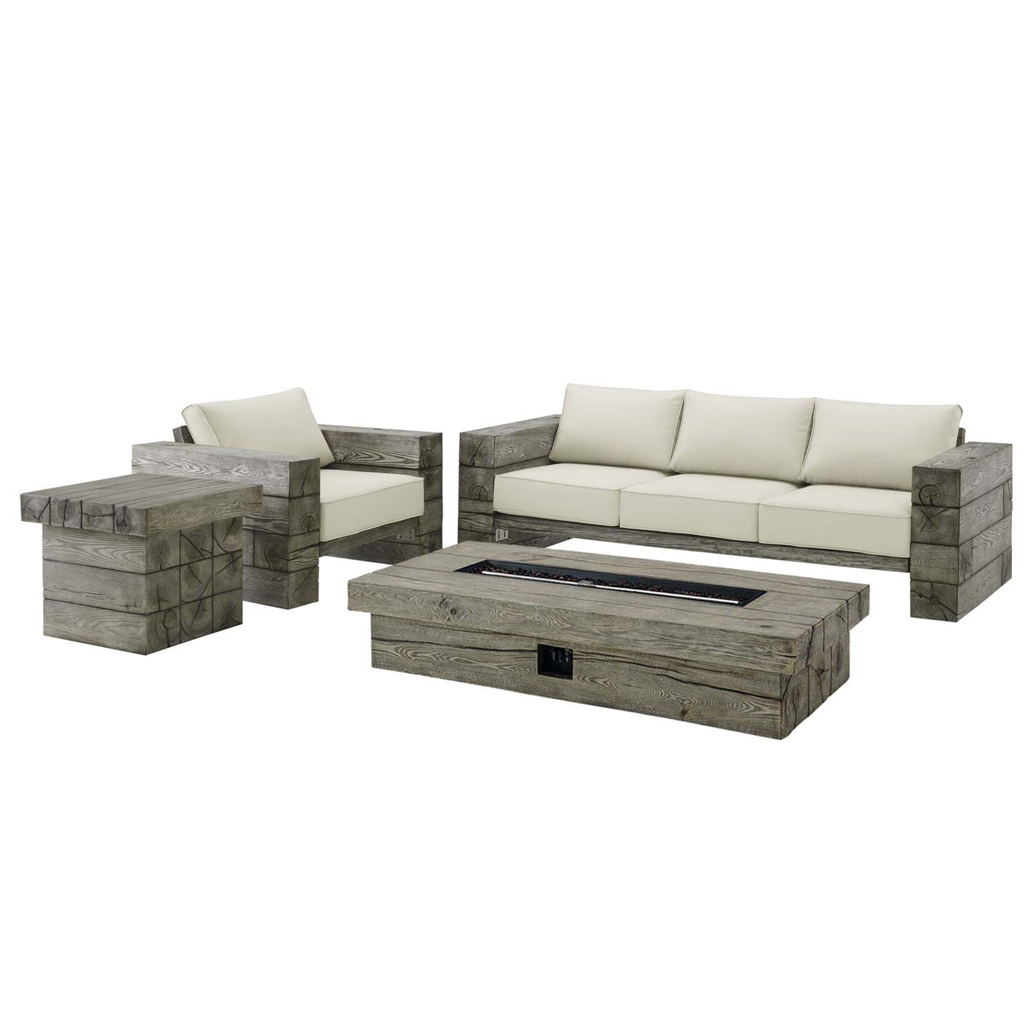 Modway Manteo Rustic Coastal Outdoor Patio Sunbrella® 4 Piece Set - EEI-4037 | Outdoor Sofas, Loveseats & Sectionals | Modishstore - 2