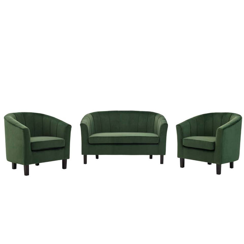 Modway Prospect Channel Tufted 3 Piece Performance Velvet Set - EEI-4147 | Sofa Set | Modishstore - 7