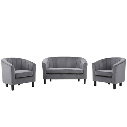 Modway Prospect Channel Tufted 3 Piece Performance Velvet Set - EEI-4147 | Sofa Set | Modishstore - 8