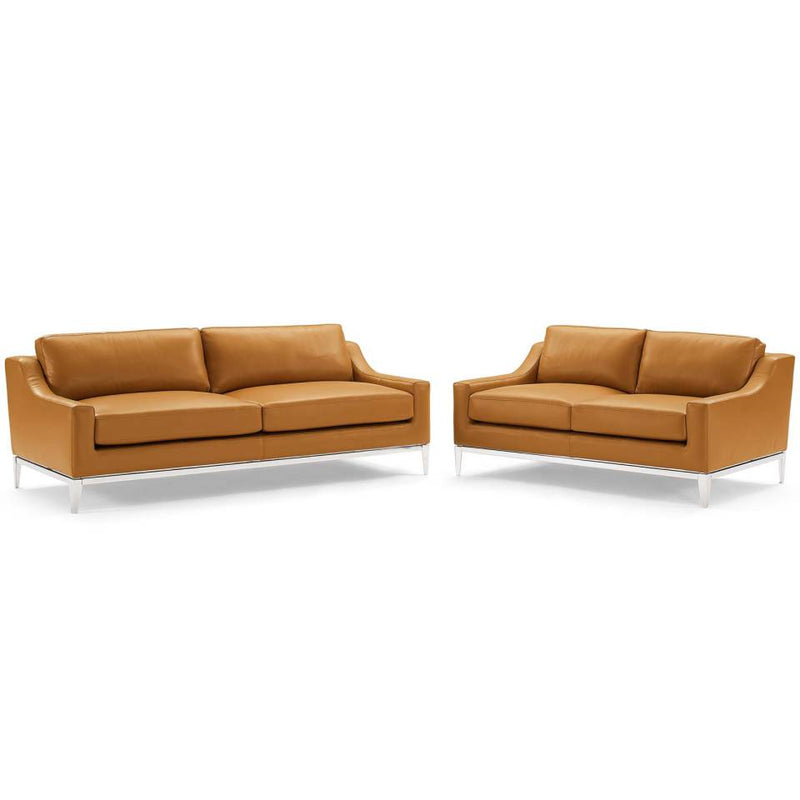 Modway Harness Stainless Steel Base Leather Sofa and Loveseat Set - EEI-4196 | Sofa Set | Modishstore - 7