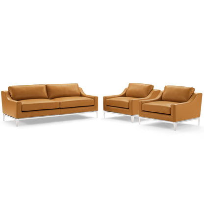 Modway Harness 3 Piece Stainless Steel Base Leather Set - EEI-4199 | Sofa Set | Modishstore - 6