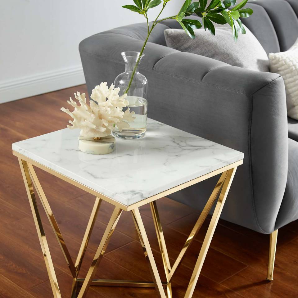 Modway Vertex Gold Metal Stainless Steel End Table - EEI-4206 | End Tables | Modishstore - 4