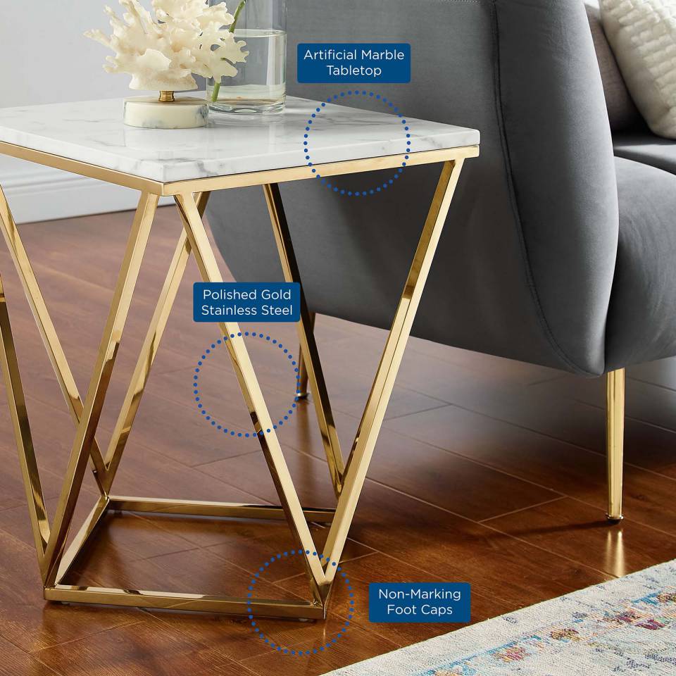 Modway Vertex Gold Metal Stainless Steel End Table - EEI-4206 | End Tables | Modishstore - 7