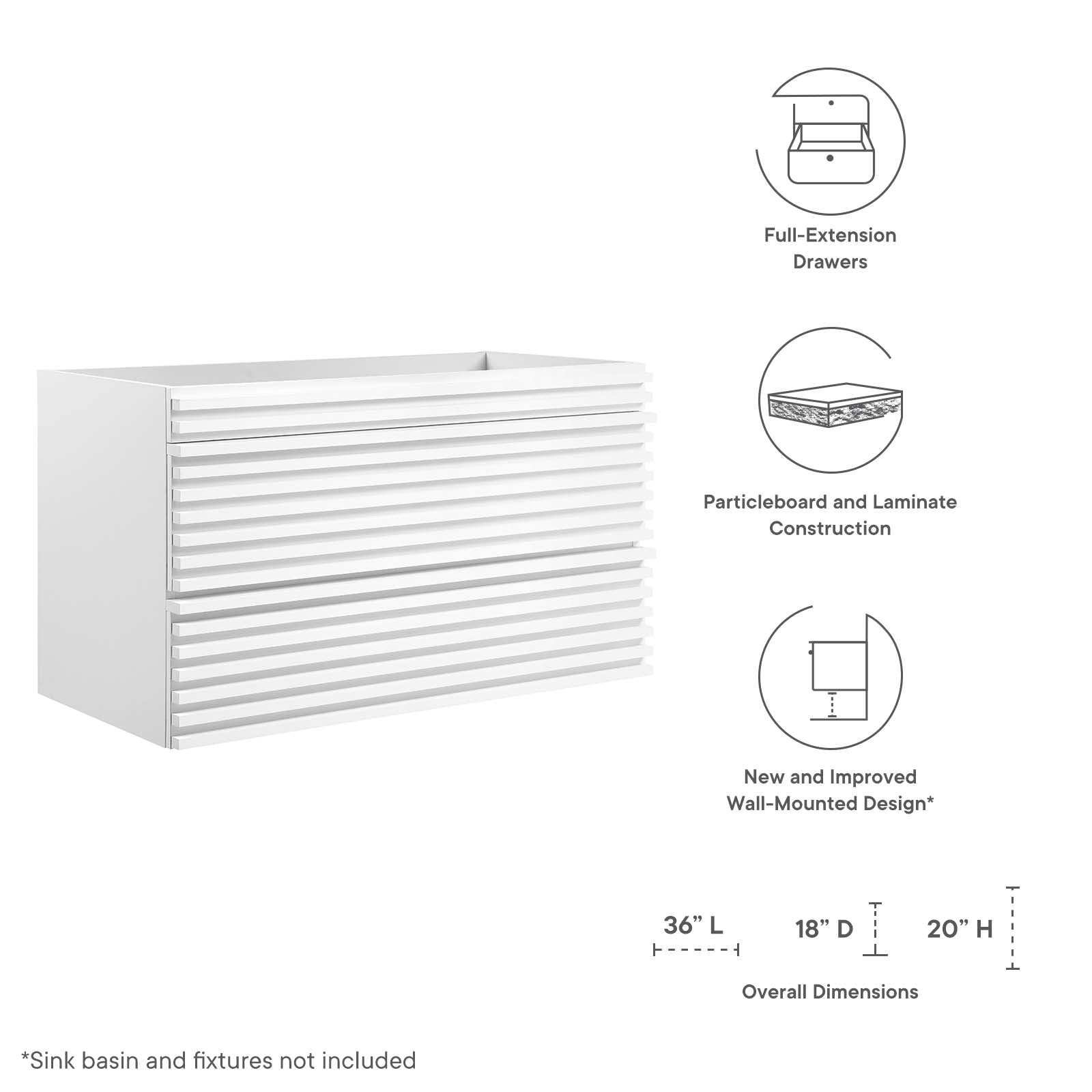 Render 36" Wall-Mount Bathroom Vanity Cabinet By Modway - EEI-4339 | Bathroom Accessories | Modishstore - 40