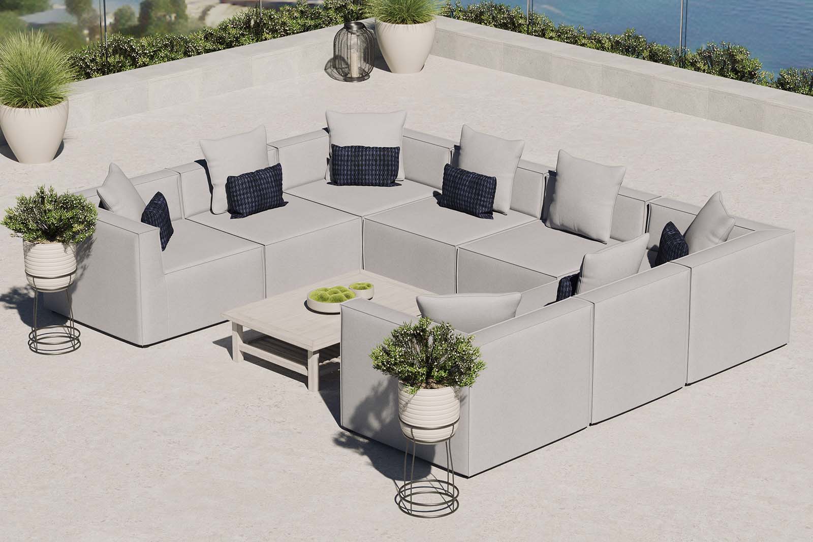 Modway Saybrook Outdoor Patio Upholstered 8-Piece Sectional Sofa - EEI-4388 | Modishstore - 1