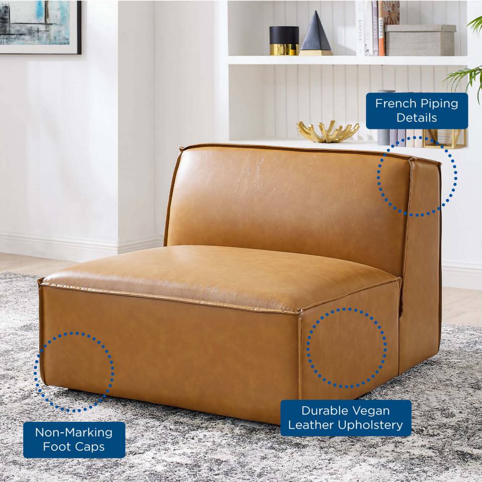 Modway Restore Vegan Leather Sectional Sofa Armless Chair EEI