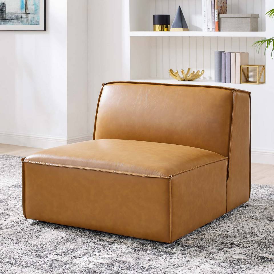 Modway Restore Vegan Leather Sectional Sofa Armless Chair - EEI-4495 | Lounge Chairs | Modishstore - 1