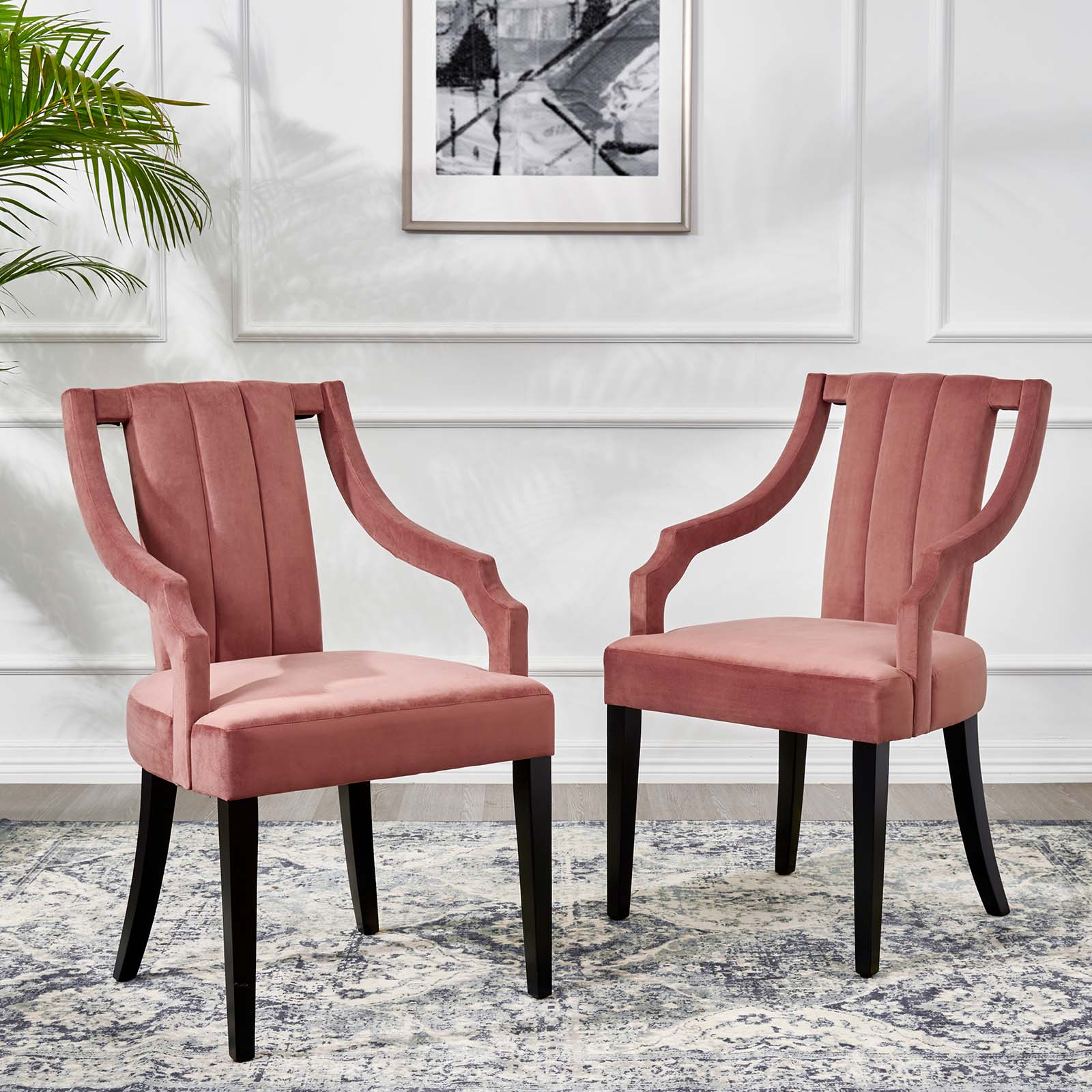 Virtue Performance Velvet Dining Chairs - Set of 2 By Modway - EEI-4554 | Dining Chairs | Modishstore - 1