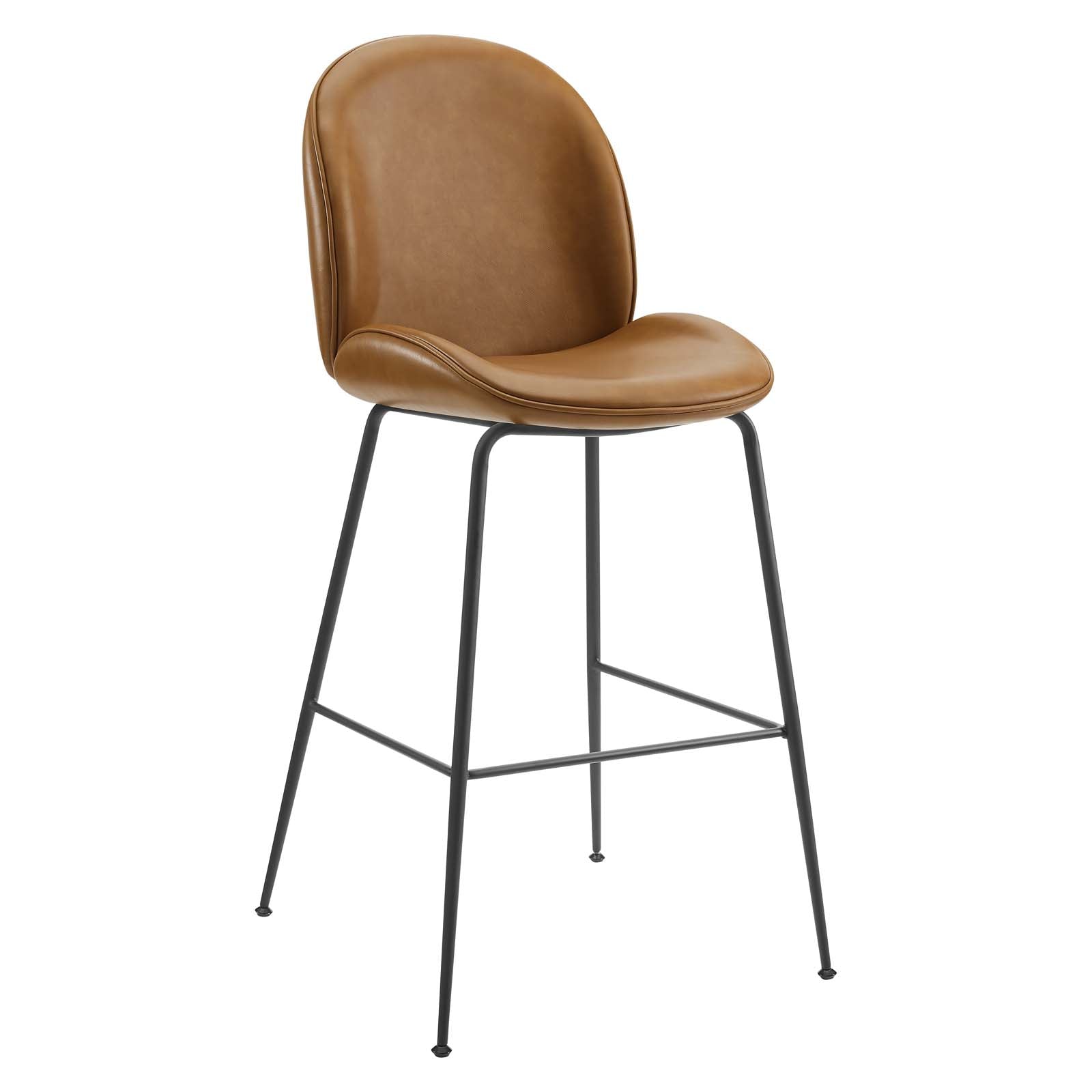 Scoop Black Powder Coated Steel Leg Vegan Leather Bar Stool By Modway - EEI-4640 | Bar Stools | Modishstore - 2