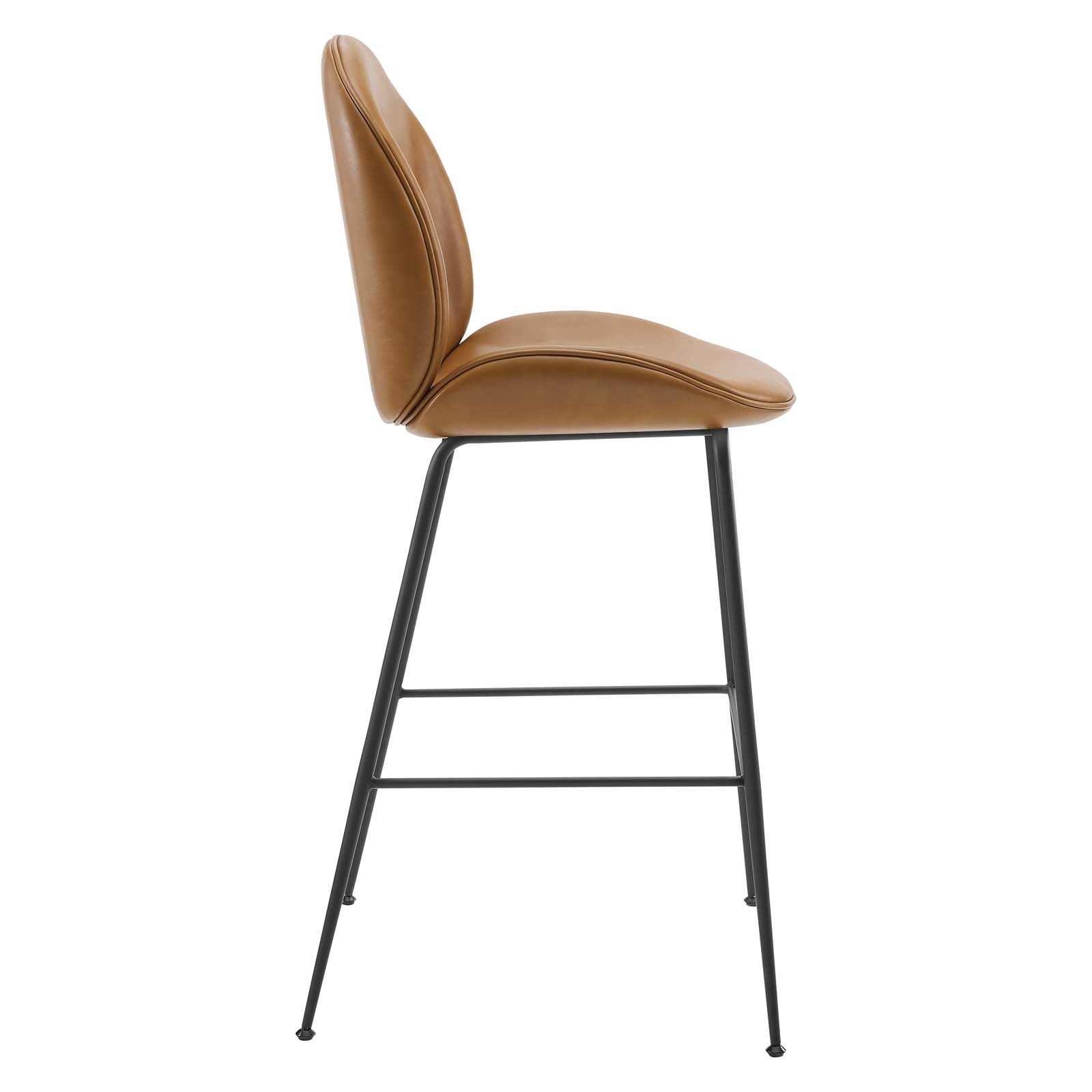 Scoop Black Powder Coated Steel Leg Vegan Leather Bar Stool By Modway - EEI-4640 | Bar Stools | Modishstore - 3