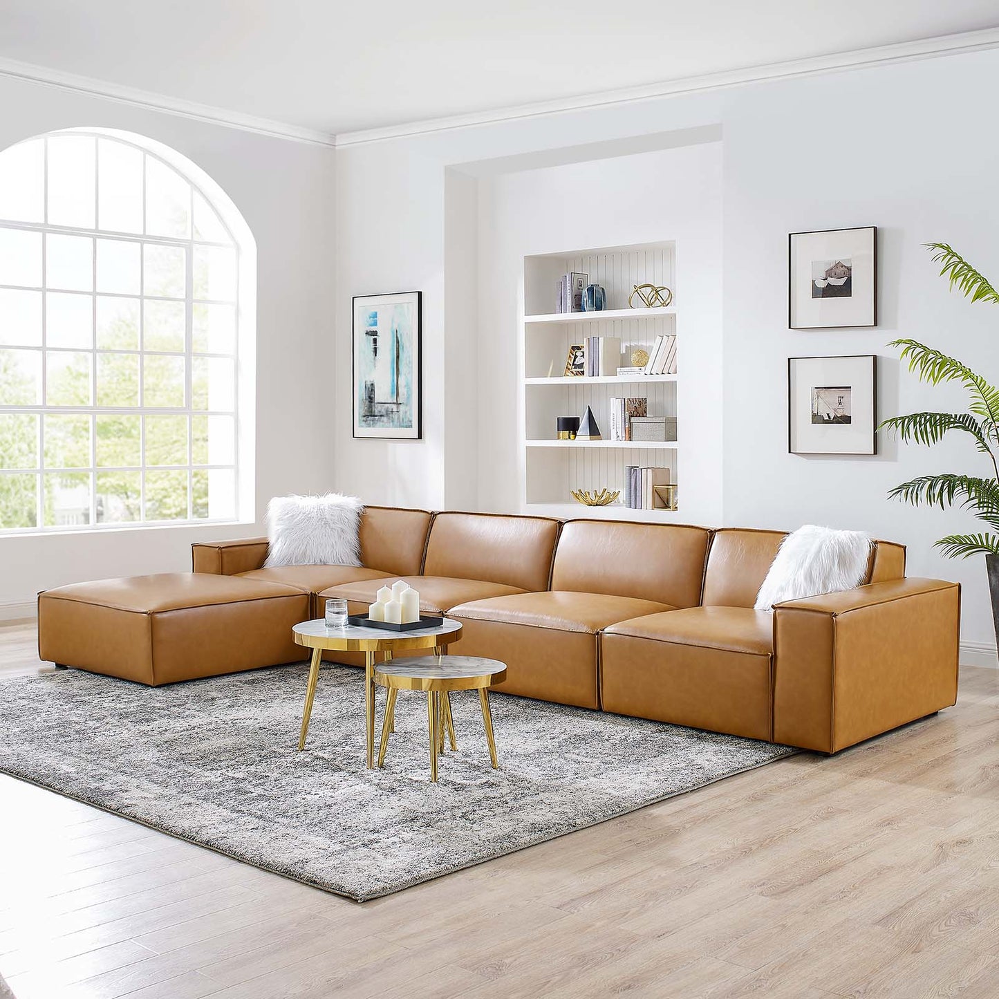 Restore 5-Piece Vegan Leather Sectional Sofa By Modway - EEI-4711 | Sofa Set | Modishstore - 1