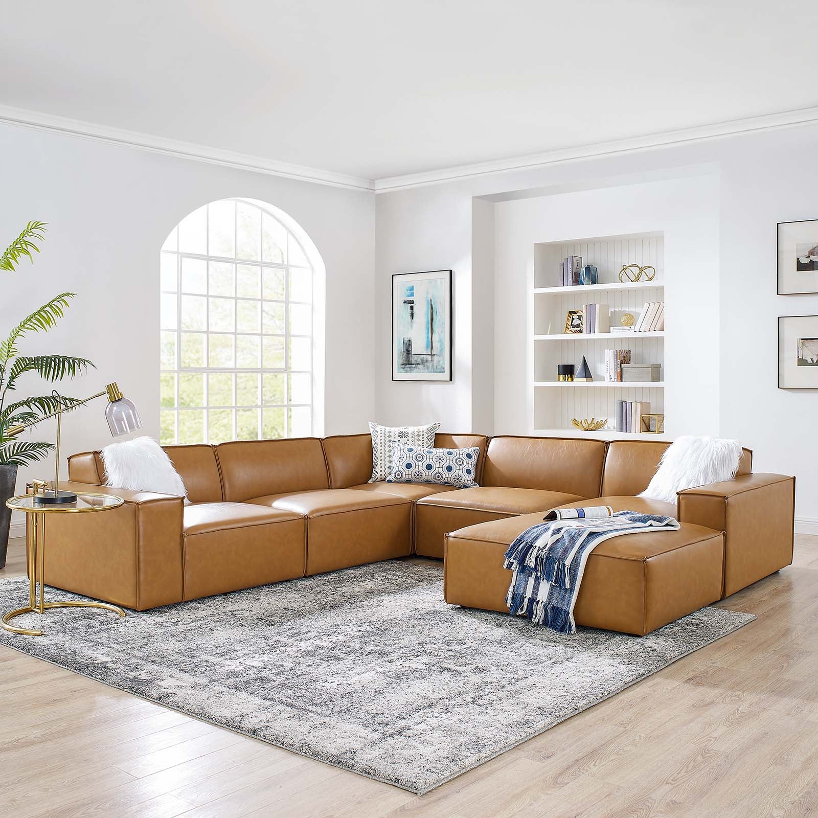 Restore 6-Piece Vegan Leather Sectional Sofa By Modway - EEI-4714 | Sectional | Modishstore - 1