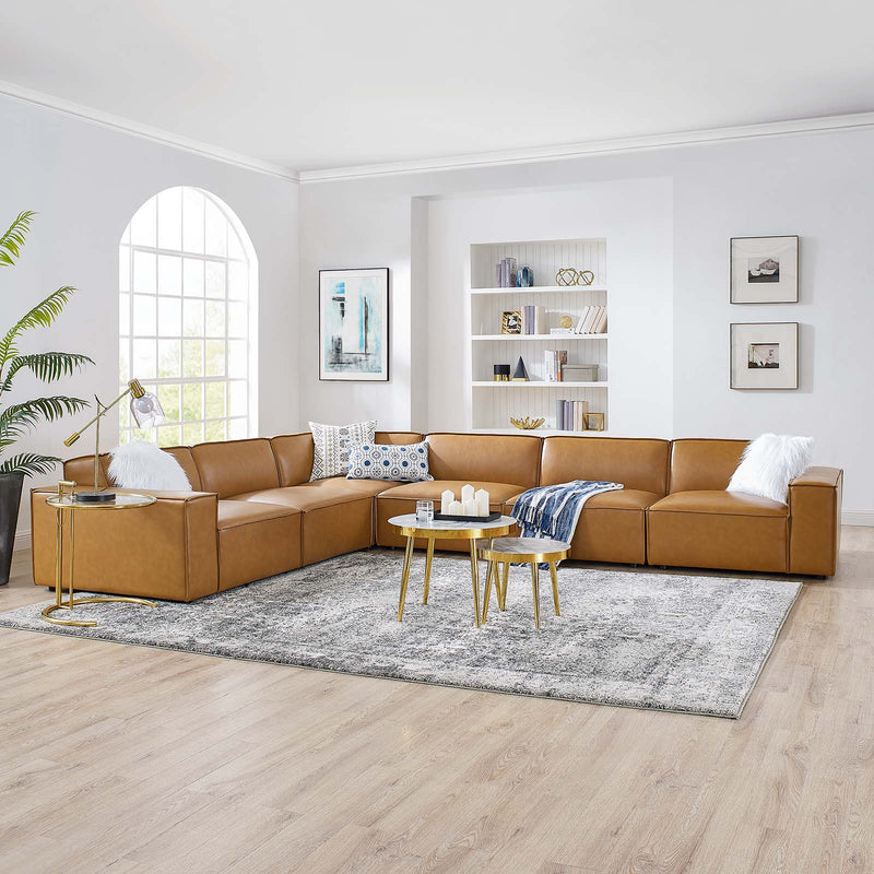 Restore 6-Piece Vegan Leather Sectional Sofa By Modway - EEI-4715 | Sectional | Modishstore - 1