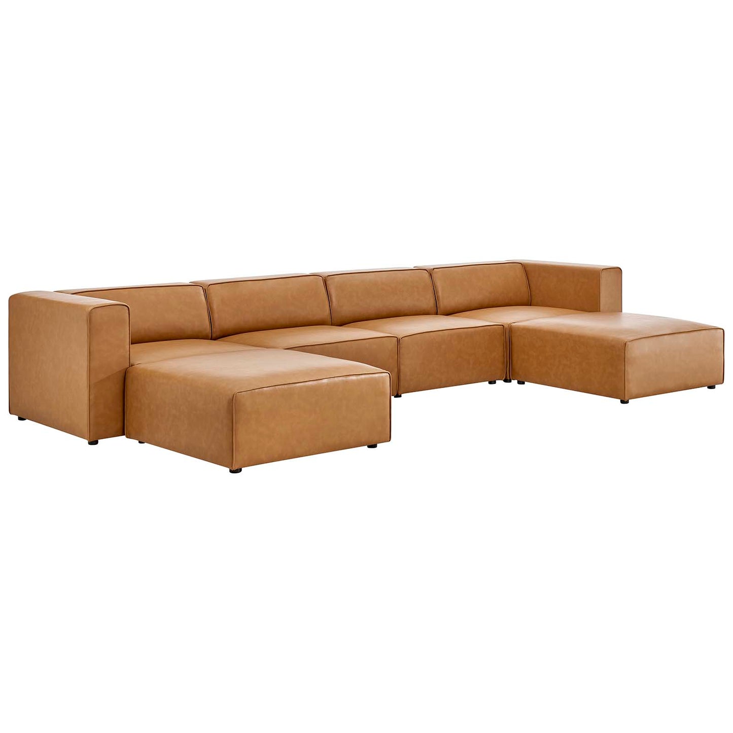 Modway Mingle Vegan Leather 4-Piece Sofa and 2 Ottomans Set - EEI-4794 | Sofa Set | Modishstore - 9