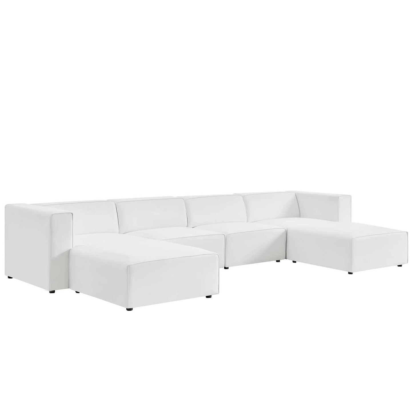 Modway Mingle Vegan Leather 4-Piece Sofa and 2 Ottomans Set - EEI-4794 | Sofa Set | Modishstore - 2