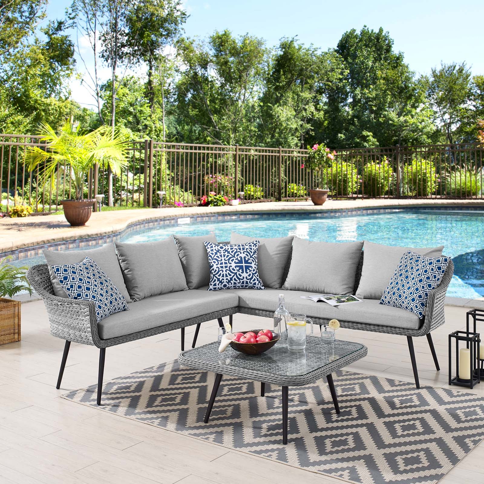 Modway Endeavor Outdoor Patio Wicker Rattan Outdoor Patio Wicker Rattan Seating Set - EEI-4908 | Outdoor Sofas, Loveseats & Sectionals | Modishstore - 1