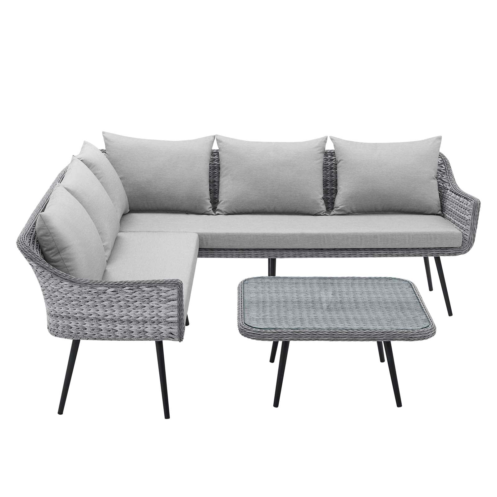 Modway Endeavor Outdoor Patio Wicker Rattan Outdoor Patio Wicker Rattan Seating Set - EEI-4908 | Outdoor Sofas, Loveseats & Sectionals | Modishstore - 3