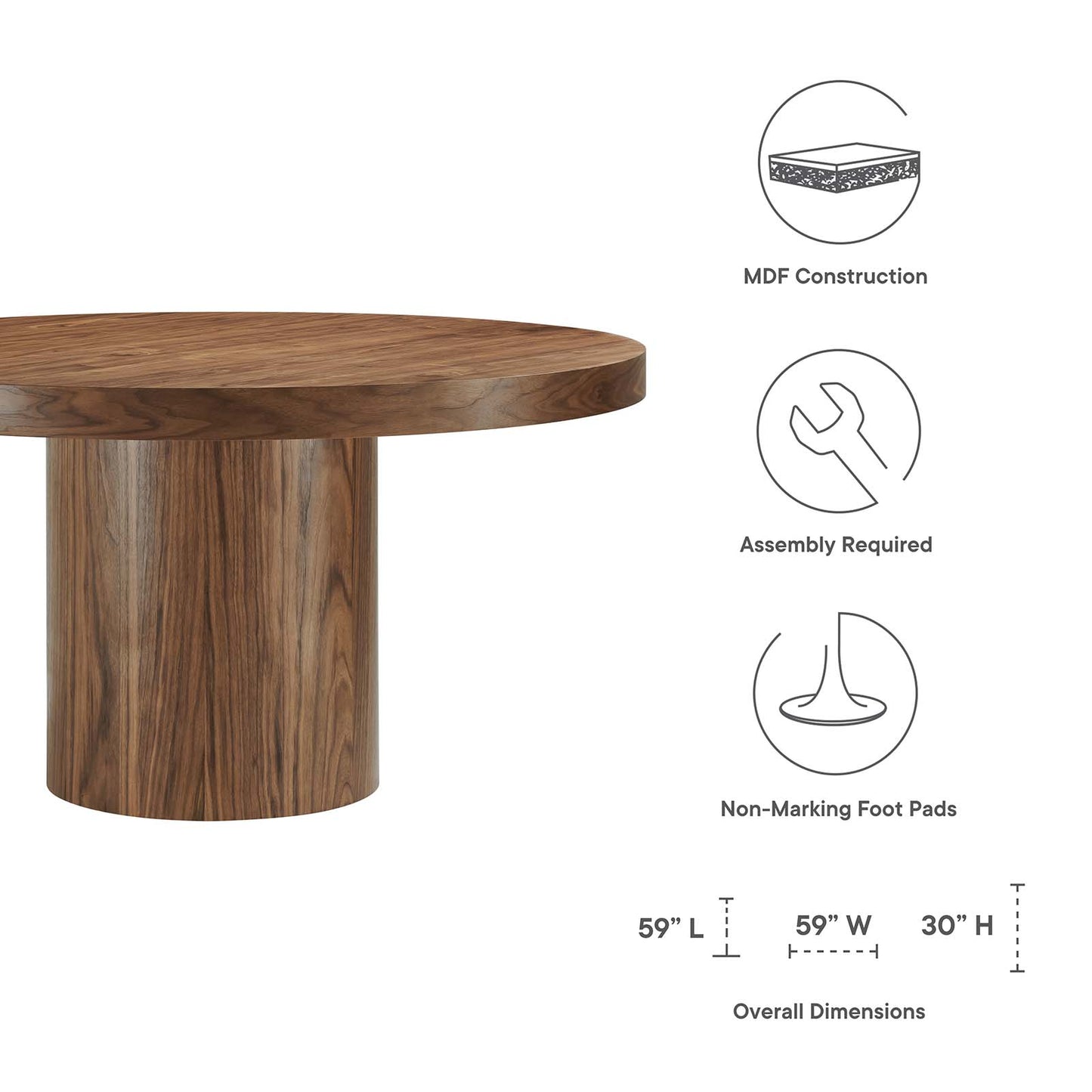 Gratify 60" Round Dining Table By Modway - EEI-4911 | Dining Tables | Modishstore - 13