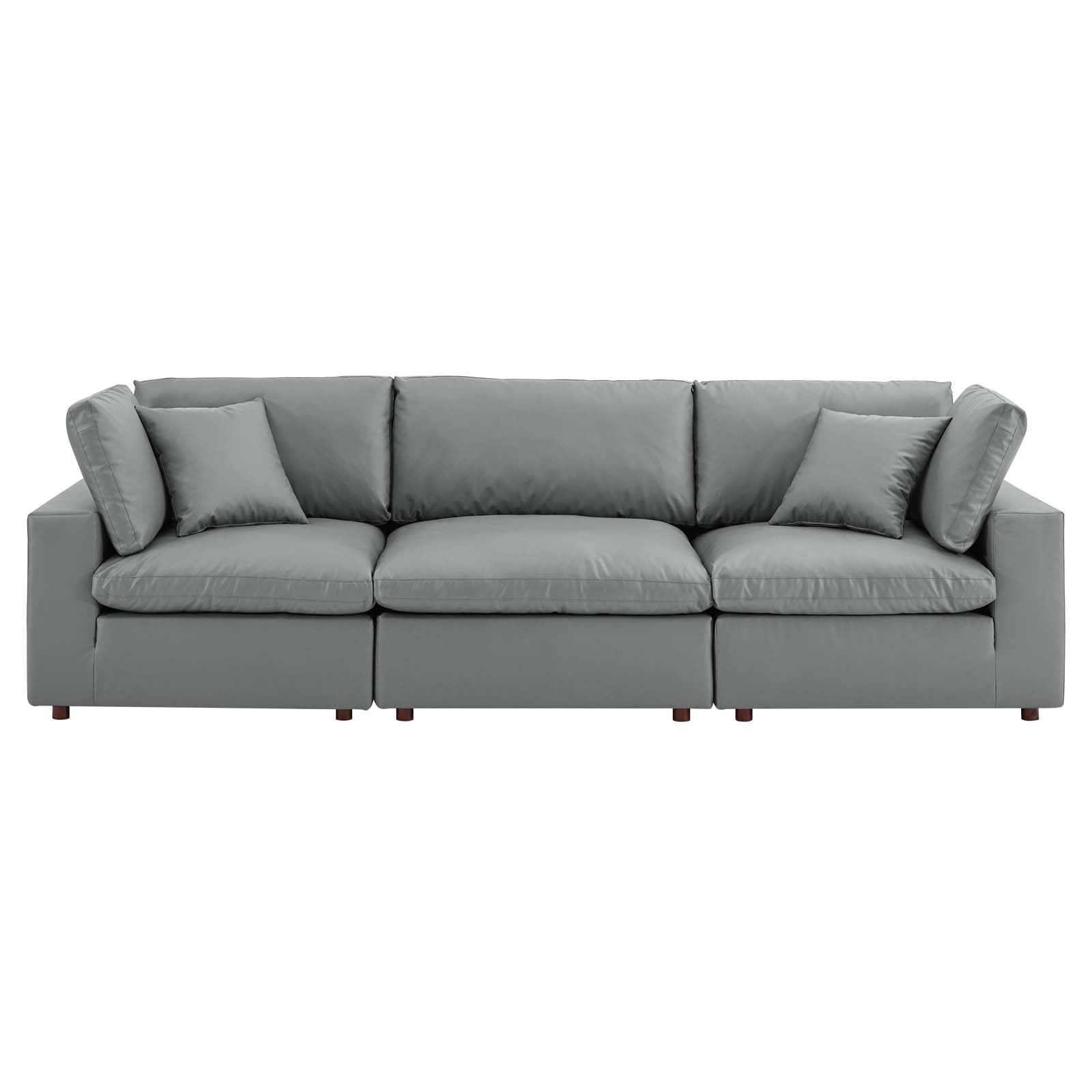 Modway Commix Down Filled Overstuffed Vegan Leather 3 Seater Sofa