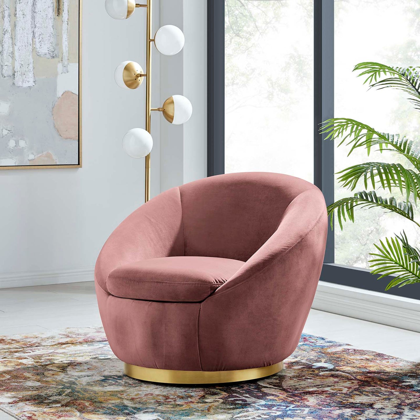 Buttercup Performance Velvet Performance Velvet Swivel Chair By Modway - EEI-5005 | Armchairs | Modishstore - 1