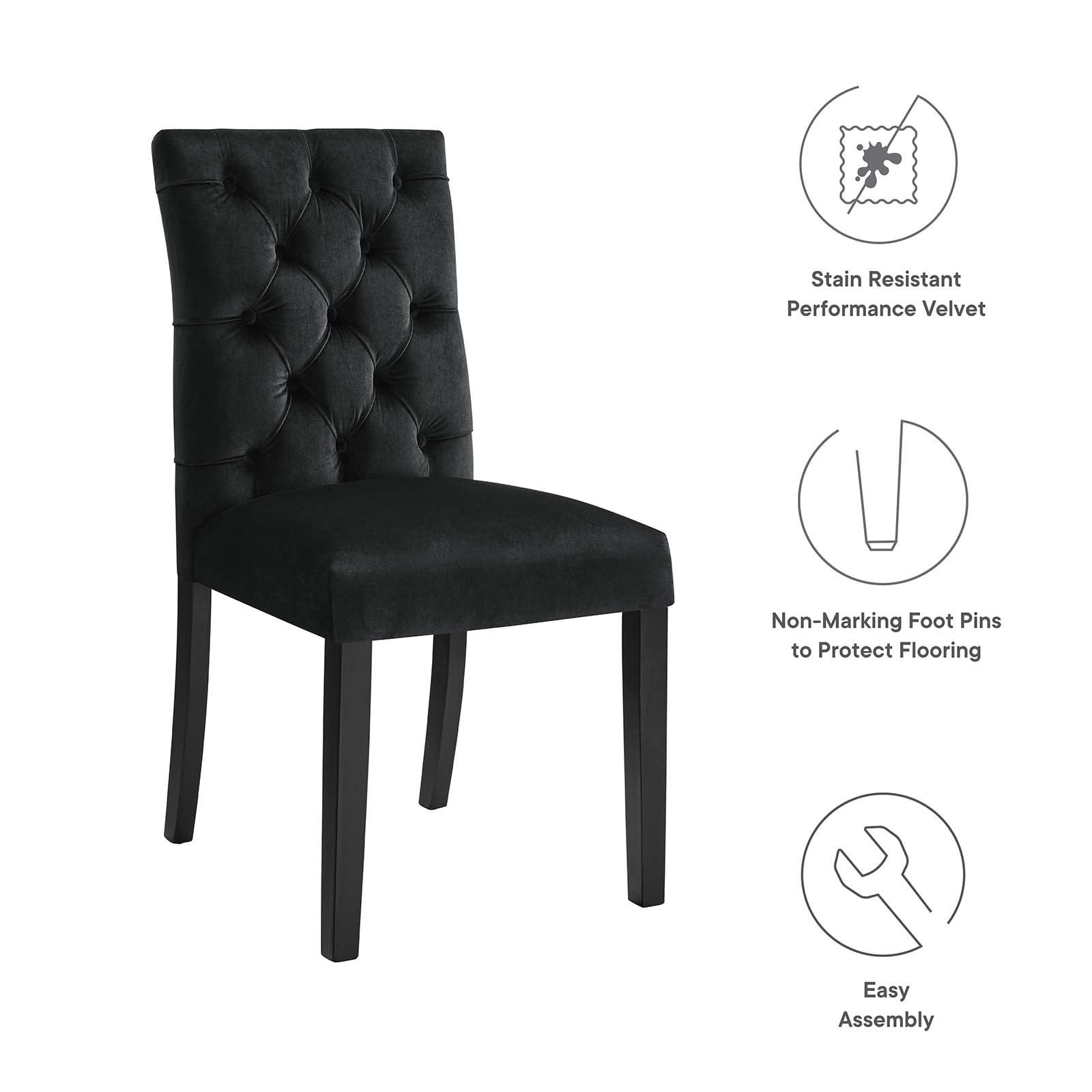 Duchess Performance Velvet Dining Chairs - Set of 2 By Modway - EEI-5011 | Dining Chairs | Modishstore - 67