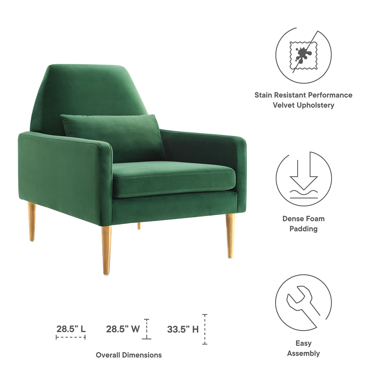 Liliana Performance Velvet Armchair By Modway - EEI-5021 | Armchairs | Modishstore - 10