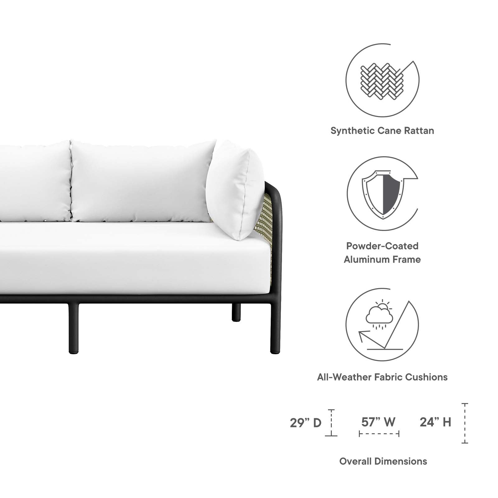 Hanalei Outdoor Patio Right-Arm Loveseat By Modway - EEI-5030 | Outdoor Sofas, Loveseats & Sectionals | Modishstore - 6