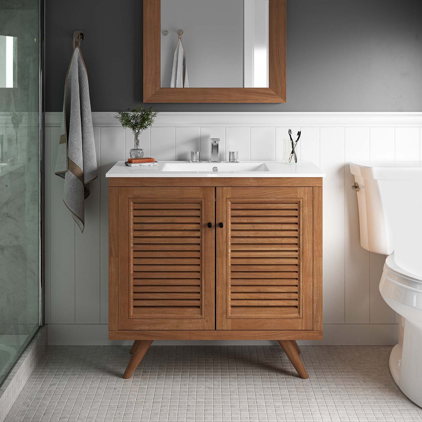 Birdie 36" Teak Wood Bathroom Vanity Cabinet (Sink Basin Not Included) By Modway - EEI-5087 | Bathroom Accessories | Modishstore - 1