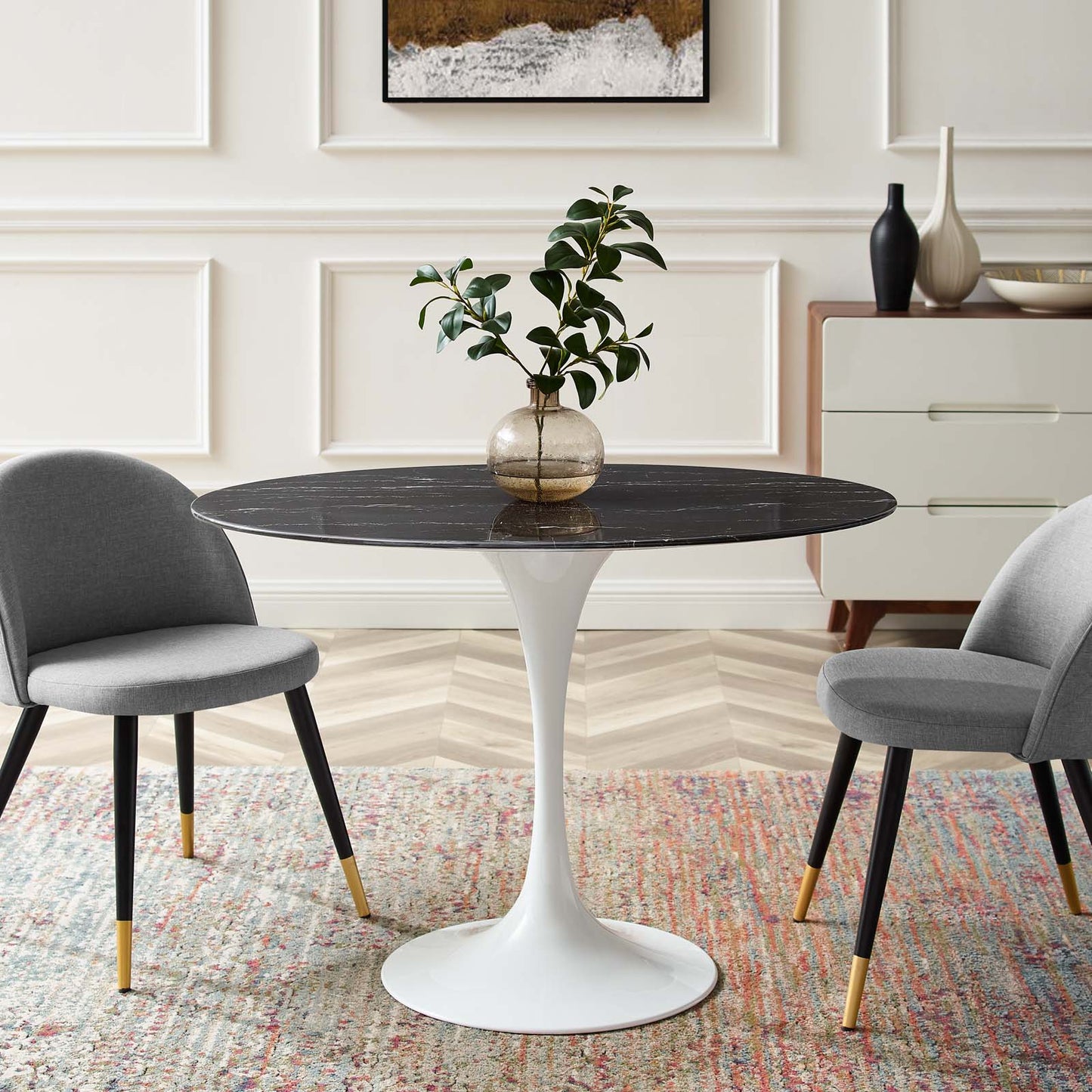 Modway Lippa 42" Oval Artificial Marble Dining Table - EEI-5169 | Dining Tables | Modishstore - 1