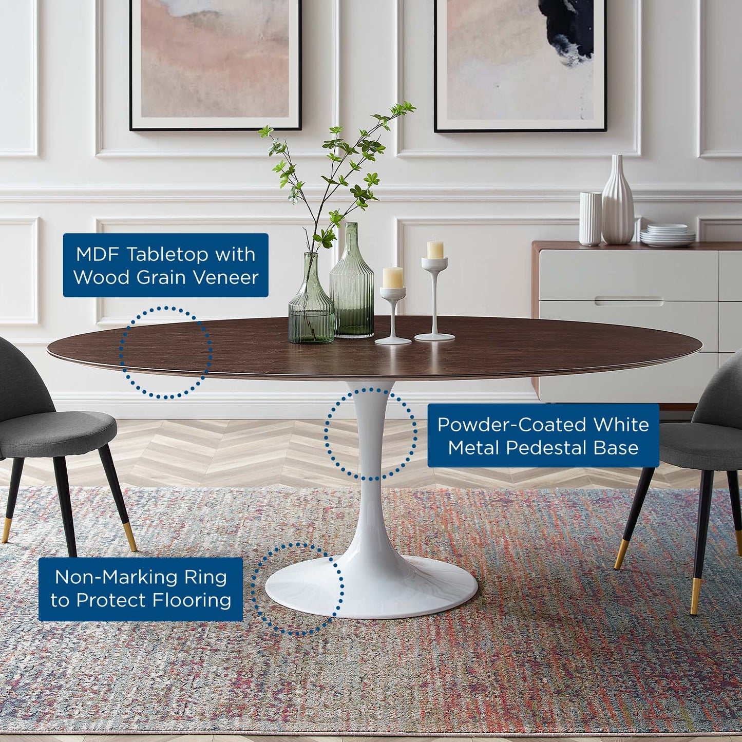 Modway Lippa 78" Oval Dining Table - EEI-5196 | Dining Tables | Modishstore - 5