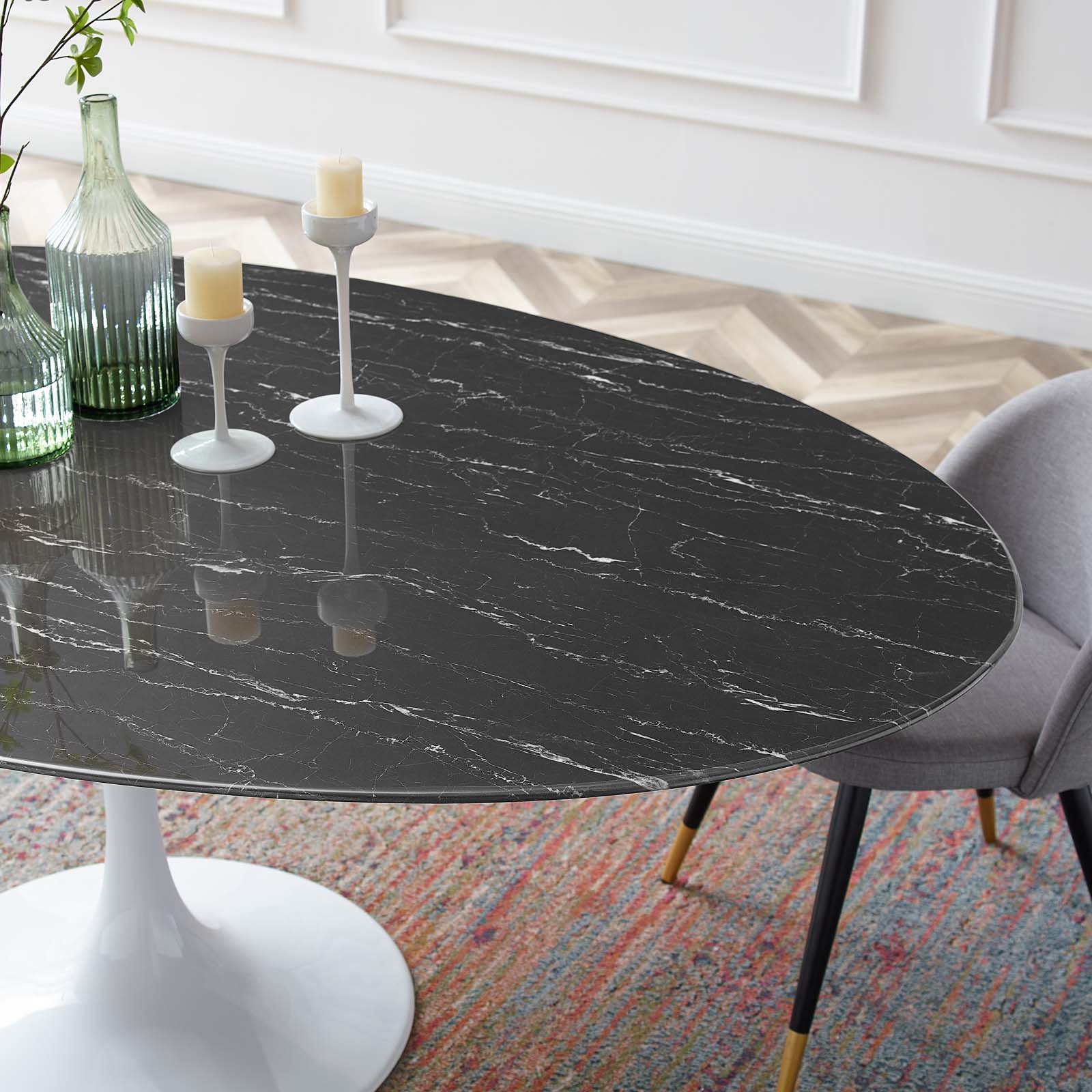 Modway Lippa 78" Oval Artificial Marble Dining Table - EEI-5198 | Dining Tables | Modishstore - 5