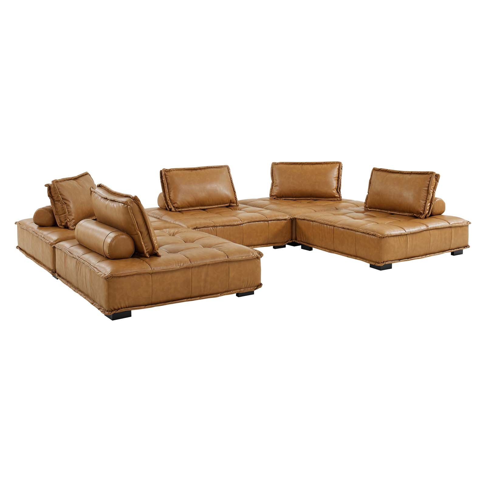 Modway Saunter Tufted Vegan Leather Vegan Leather 5-Piece Sectional Sofa - EEI-5211 | Sectional | Modishstore - 2