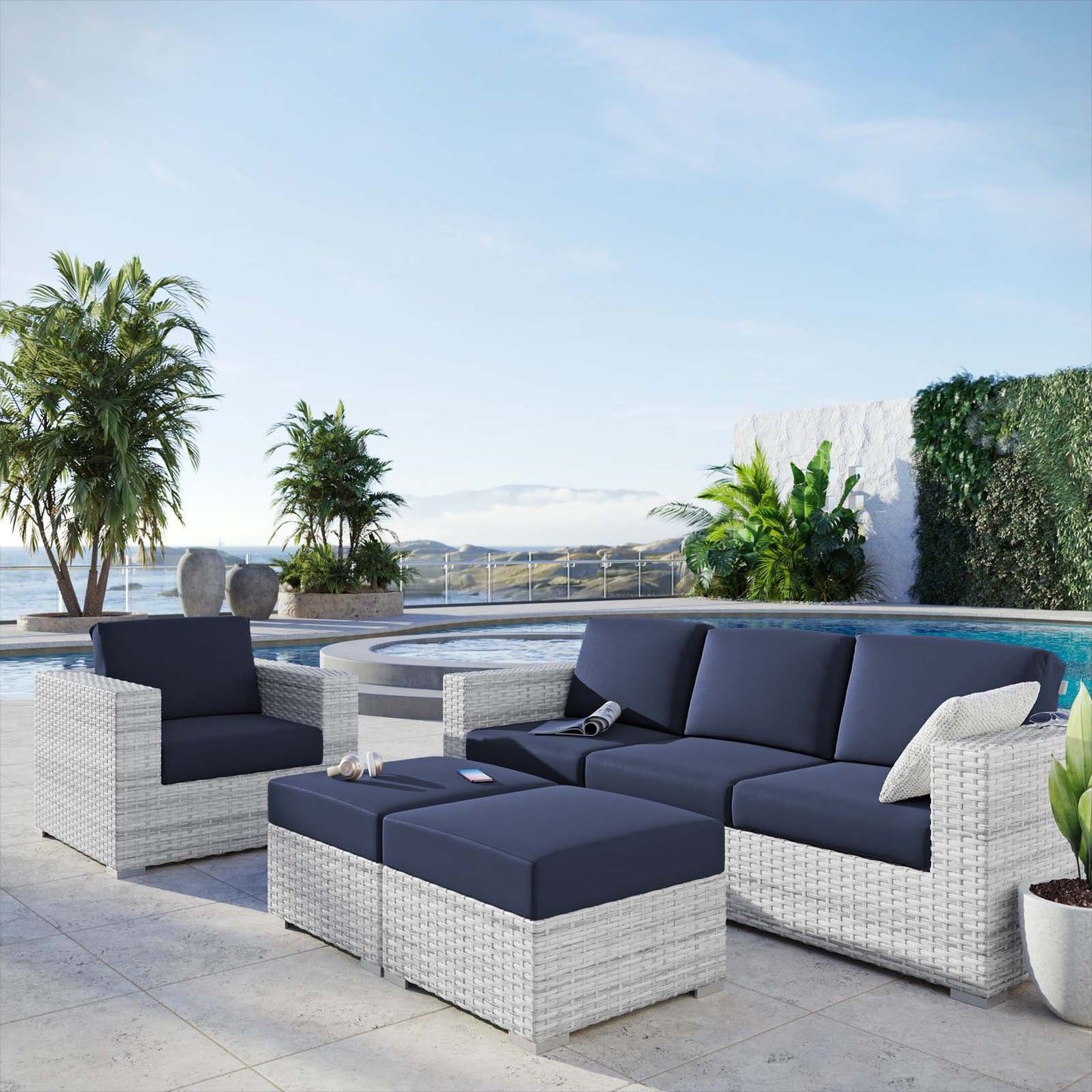 Modway Convene 4-Piece Outdoor Patio Set - EEI-5451 | Outdoor Sofas, Loveseats & Sectionals | Modishstore - 13