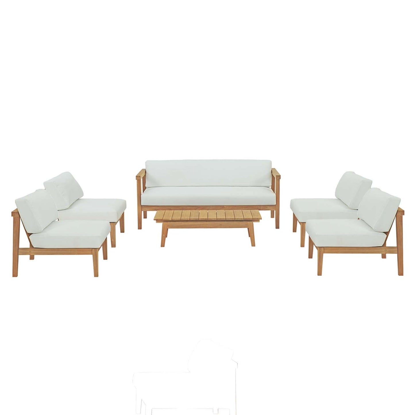 Bayport 6 Piece Outdoor Patio Teak Set By Modway - EEI-5483 | Outdoor Sofas, Loveseats & Sectionals | Modishstore - 1