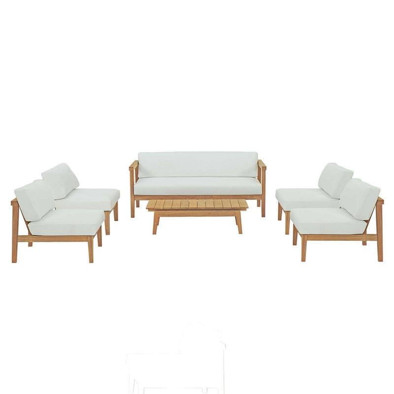 Bayport 6 Piece Outdoor Patio Teak Set By Modway - EEI-5483 | Outdoor Sofas, Loveseats & Sectionals | Modishstore - 1