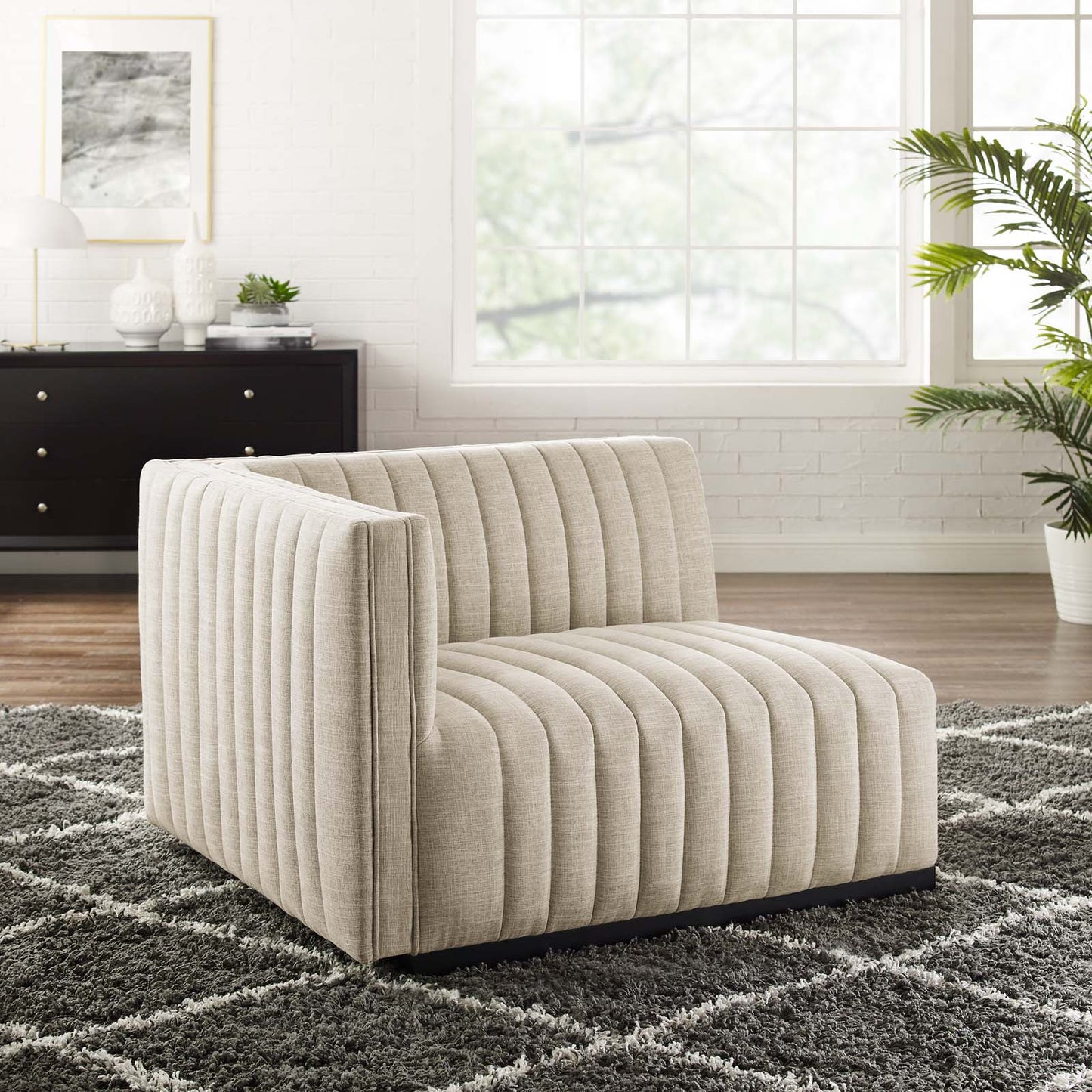 Conjure Channel Tufted Upholstered Fabric Left-Arm Chair By Modway - EEI-5491 | Armchairs | Modishstore - 1