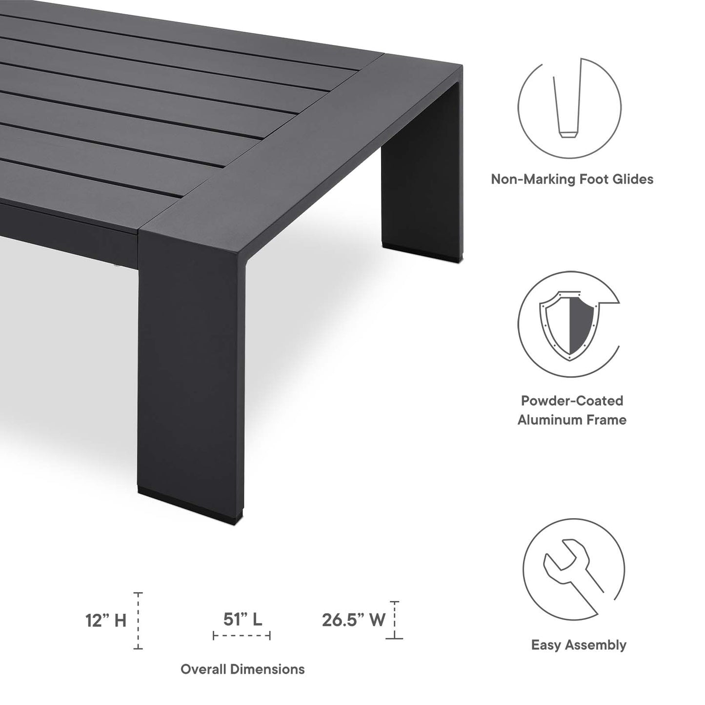 Tahoe Outdoor Patio Powder-Coated Aluminum 3-Piece Set By Modway - EEI-5748 | Outdoor Sofas, Loveseats & Sectionals | Modishstore - 6