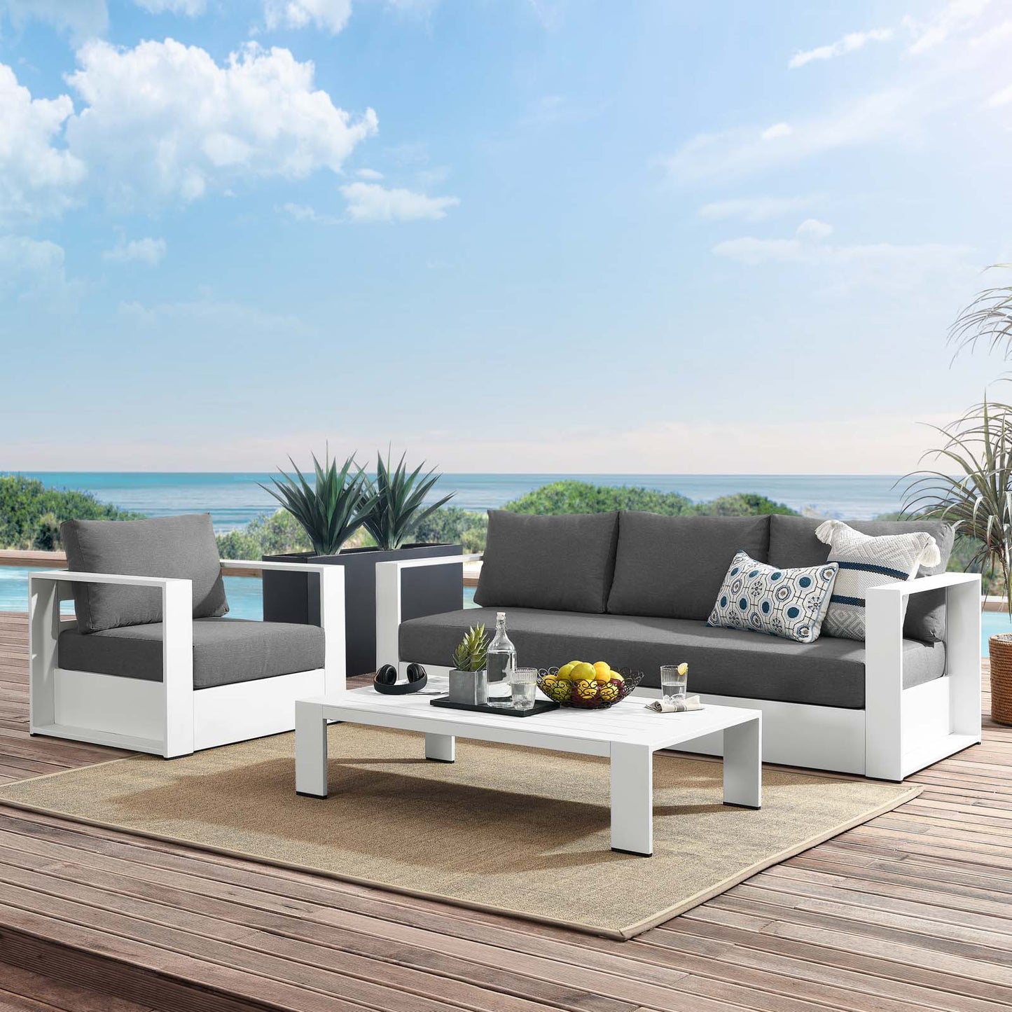 Tahoe Outdoor Patio Powder-Coated Aluminum 3-Piece Set By Modway - EEI-5748 | Outdoor Sofas, Loveseats & Sectionals | Modishstore - 42