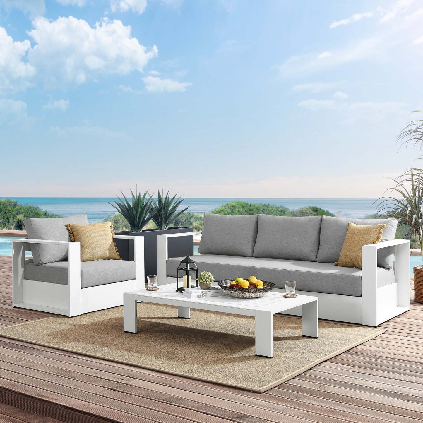 Tahoe Outdoor Patio Powder-Coated Aluminum 3-Piece Set By Modway - EEI-5748 | Outdoor Sofas, Loveseats & Sectionals | Modishstore - 54