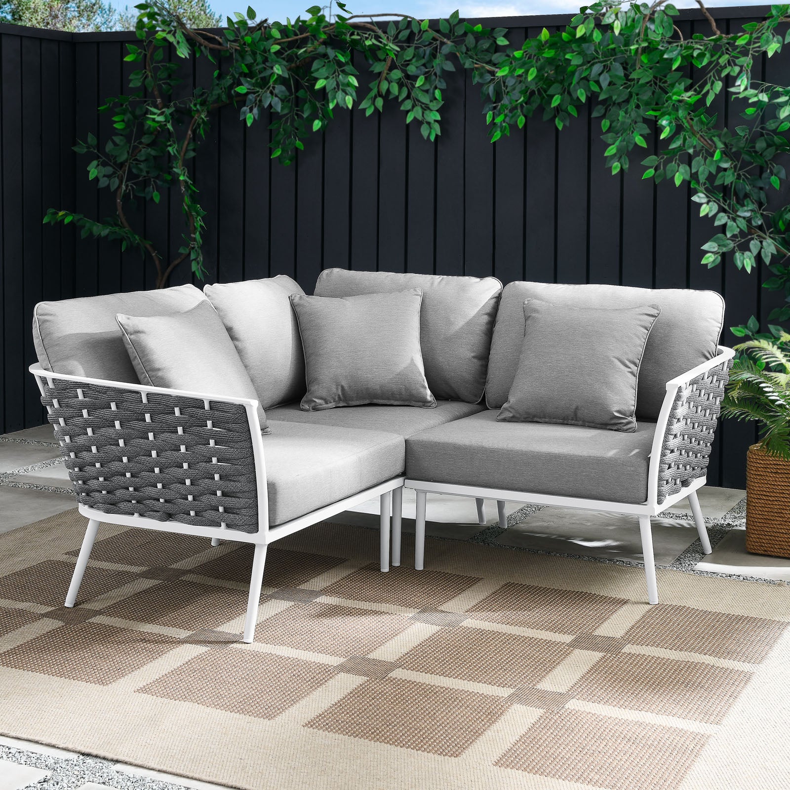 Stance Outdoor Patio Aluminum Outdoor Patio Aluminum Small Sectional Sofa By Modway - EEI-5752 | Outdoor Sofas, Loveseats & Sectionals | Modishstore - 1