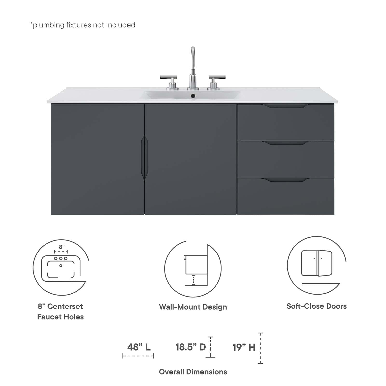 Vitality 48" Single Sink Bathroom Vanity By Modway - EEI-5784 | Bathroom Accessories | Modishstore - 16